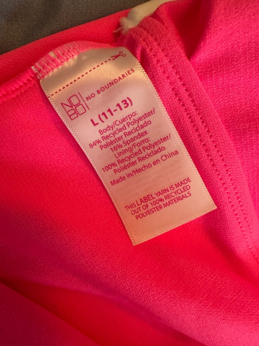NWTS No Boundaries Juniors Bright Hot Pink One-Piece Swimsuit Sz L 11/13 - Picture 6 of 7